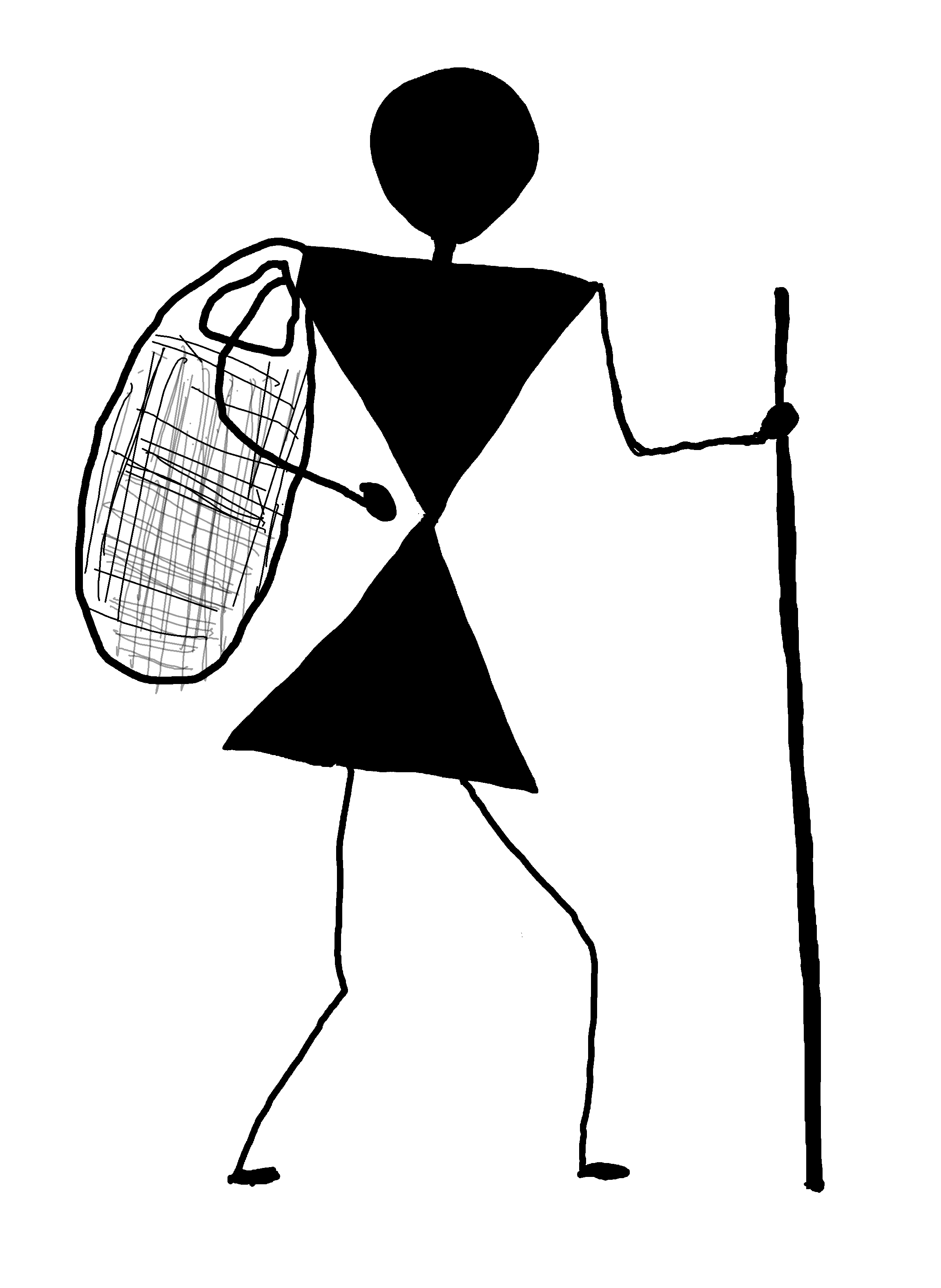 Warli-style drawing of a walker